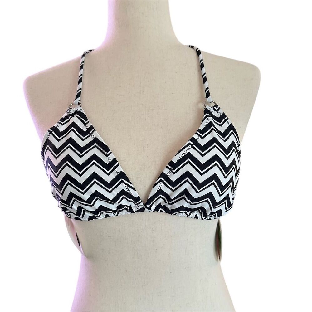 NWOT Forever Young‎ Women's Chevron Triangle Bikini Top Black Size M